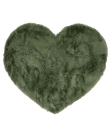 Kids rug heart - Fluffy olive green - overzicht boven, thumbnail