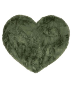 Kids rug heart - Fluffy olive green - overzicht boven