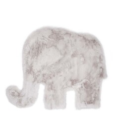 Childrens elephant rug - Fluffy light grey - overzicht boven, thumbnail