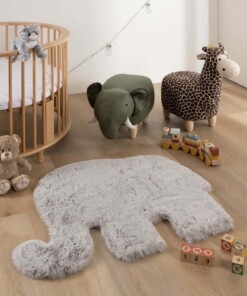 Childrens elephant rug - Fluffy light grey - sfeer