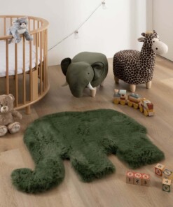 Childrens elephant rug - Fluffy olive green - sfeer