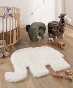 Childrens elephant rug - Fluffy white - sfeer