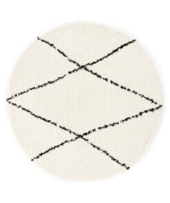 Round berber rug - Artisan Atla white/black - overzicht