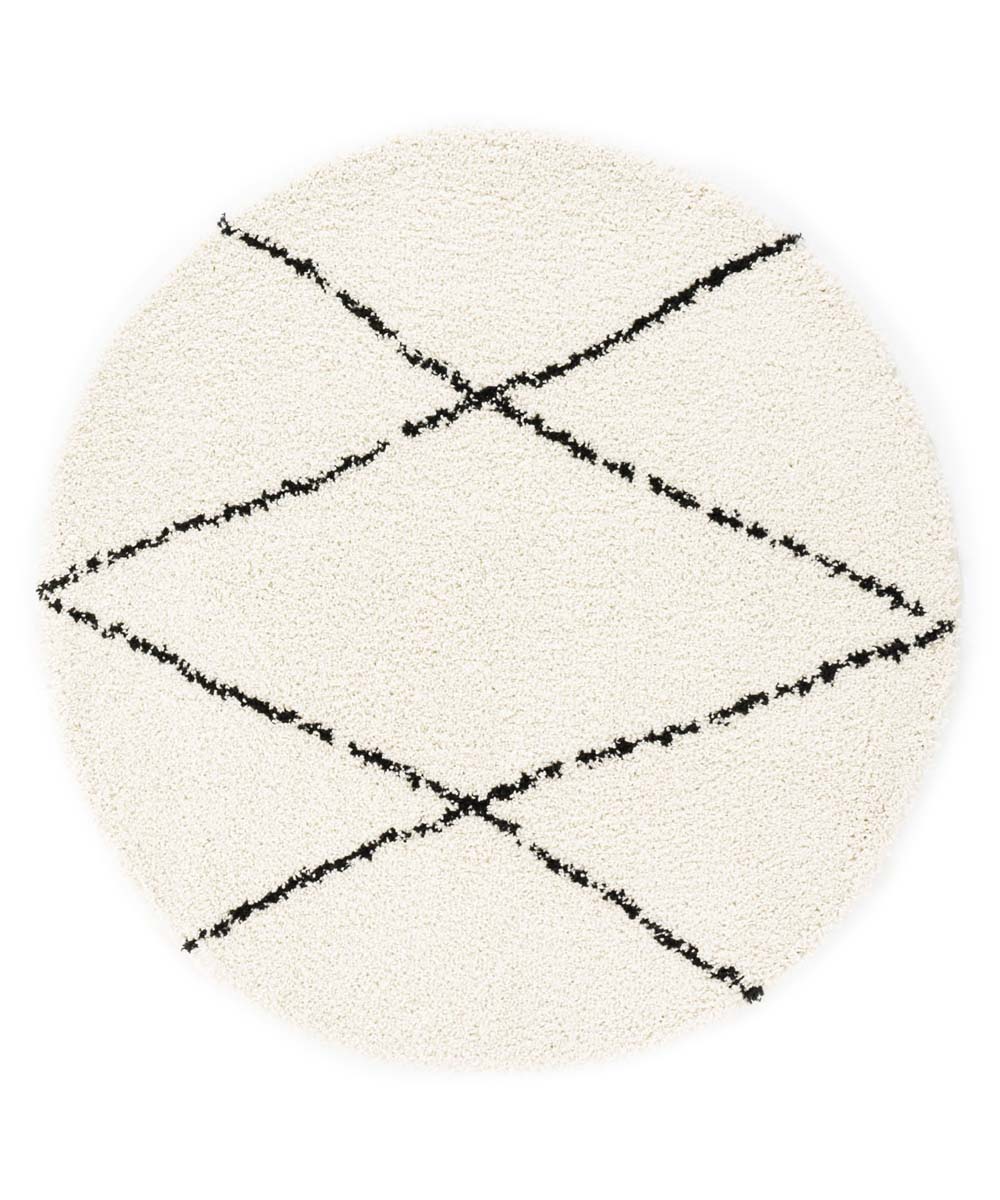Round berber rug - Artisan Atla white/black - overzicht Round berber rug - Artisan Atla white/black - overzicht