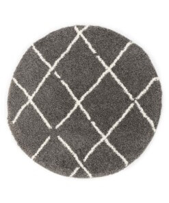 Round berber rug - Artisan grey/white - overzicht, thumbnail