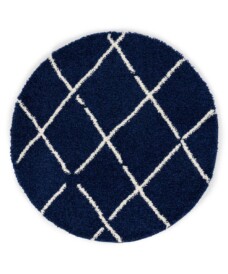 Round Thick Diamond Rug Artisan - Navy blue/White - overzicht, thumbnail