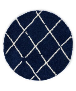 Round Thick Diamond Rug Artisan - Navy blue/White - overzicht