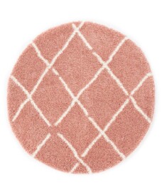 Round berber rug - Artisan pink/white - overzicht, thumbnail