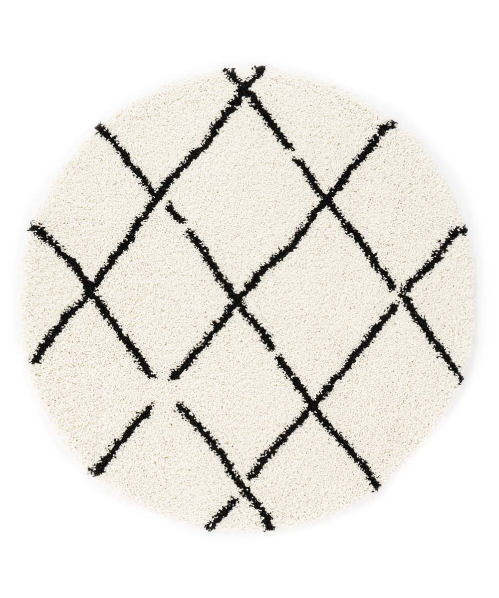 Round berber rug - Artisan white/black - overzicht Round berber rug - Artisan white/black - overzicht
