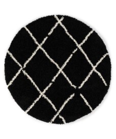 Round Thick Diamond Rug Artisan - Black/White - overzicht, thumbnail
