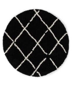 Round Thick Diamond Rug Artisan - Black/White - overzicht