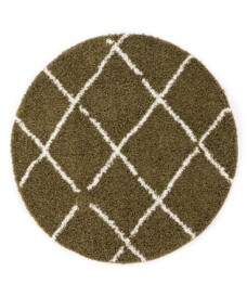Round berber rug - Habitat olive green/white - overzicht, thumbnail