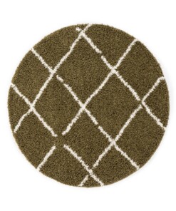 Round berber rug - Habitat olive green/white - overzicht, thumbnail