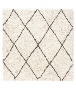 Square berber rug - Artisan Ouar white/grey - overzicht