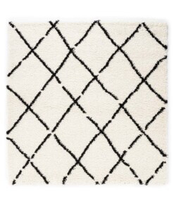 Square berber rug - Artisan white/black - overzicht