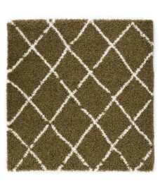 Square berber rug - Habitat olive green/white - overzicht, thumbnail