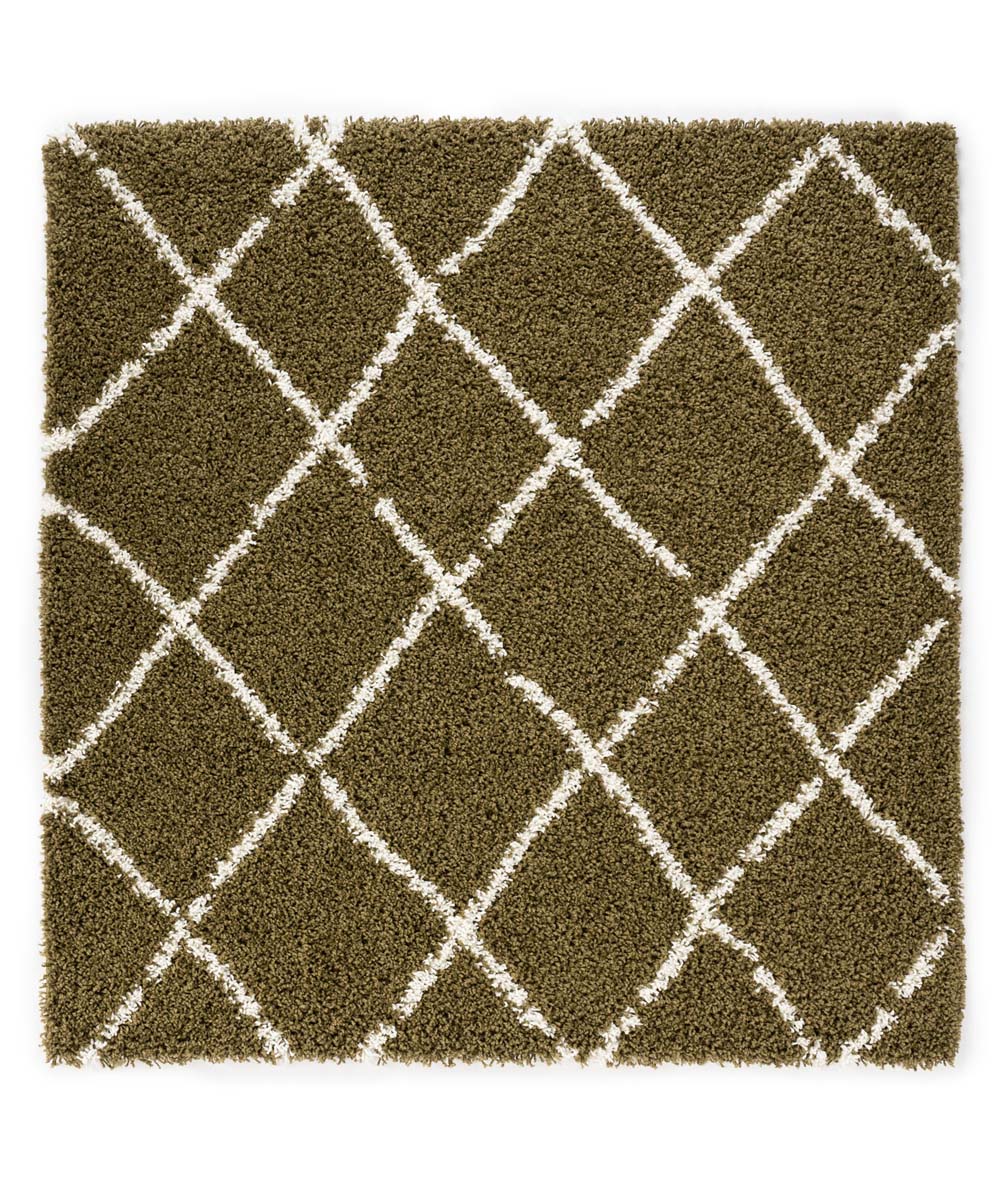 Square berber rug - Habitat olive green/white - overzicht Square berber rug - Habitat olive green/white - overzicht