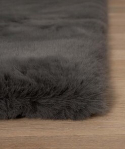 Fluffy rug - Comfy plus dark grey - close up, thumbnail