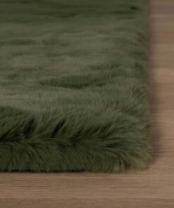Square thick rug - Comfy plus olive green - close up, thumbnail