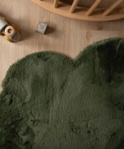 Childrens rug cloud - Fluffy olive green - close up, thumbnail Childrens rug cloud - Fluffy olive green - close up, thumbnail