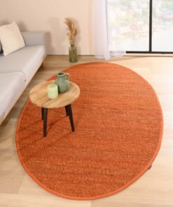 Oval wool rug - Lett cognac - sfeer