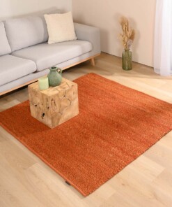 Square wool rug - Lett cognac - sfeer