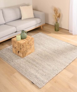 Square wool rug - Lett light grey - sfeer