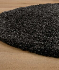 Thick oval rug​ - Cozy Shaggy anthracite - close up, thumbnail