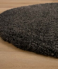 Thick oval rug - Cozy Shaggy dark grey - close up, thumbnail Thick oval rug - Cozy Shaggy dark grey - close up, thumbnail