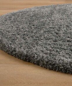 Thick oval rug​ - Cozy Shaggy grey - close up, thumbnail
