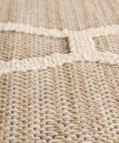 Jute Outdoor Rug - Lazo Diamond Beige - close up, thumbnail