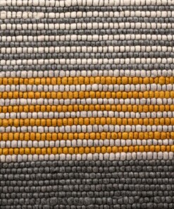 Wool rug - Lett ochre yellow/grey - close up, thumbnail
