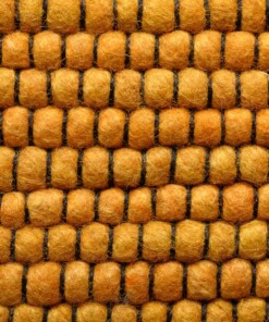 Wool rug - Lett ochre yellow/grey - close up