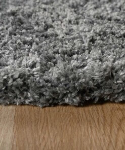 Thick oval rug​ - Cozy Shaggy grey - close up, thumbnail