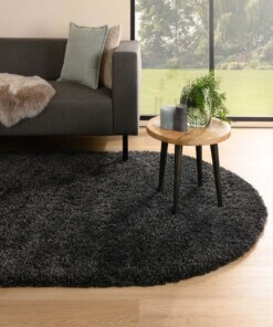 Thick oval rug​ - Cozy Shaggy anthracite - sfeer