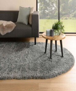 Thick oval rug​ - Cozy Shaggy grey - sfeer