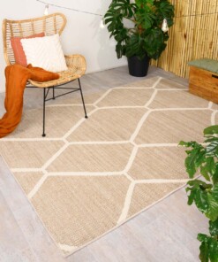 Jute Outdoor Rug - Lazo Diamond Beige - sfeer, thumbnail
