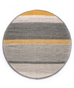 Round wool rug - Lett ochre yellow/grey - overzicht, thumbnail