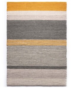 Wool rug - Lett ochre yellow/grey - close up, thumbnail
