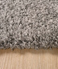 Square thick rug - Shaggy Grand light grey - close up, thumbnail