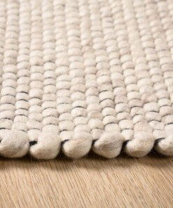 Square wool rug - Lett white - close up, thumbnail