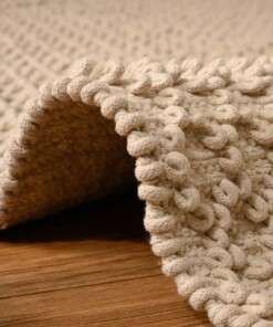 Cotton rug - Nordland ivory - close up zijkant, thumbnail