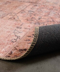 Patchwork rug - Fade Heritage beige/terracotta - close up vouw, thumbnail