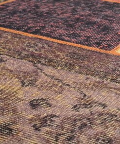 Patchwork rug - Fade Heritage red/multi - close up materiaal, thumbnail