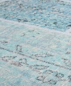 Patchwork rug - Fade Heritage turquoise - close up materiaal, thumbnail