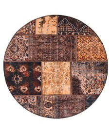 Patchwork round rug​ - Fade No.1 gold/brown - overzicht boven, thumbnail
