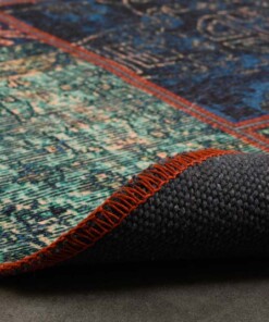 Patchwork round rug​ - Fade No.1 multi - close up vouw, thumbnail