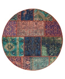Patchwork round rug​ - Fade No.1 multi - overzicht boven, thumbnail