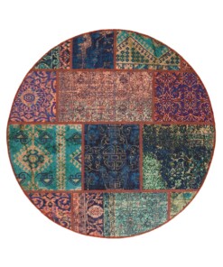 Patchwork round rug​ - Fade No.1 multi - overzicht boven