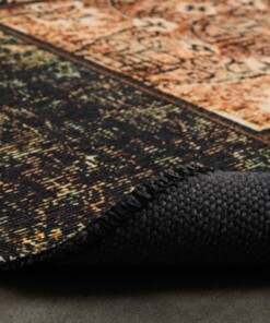 Patchwork round rug​ - Fade No.1 olive green - close up vouw, thumbnail